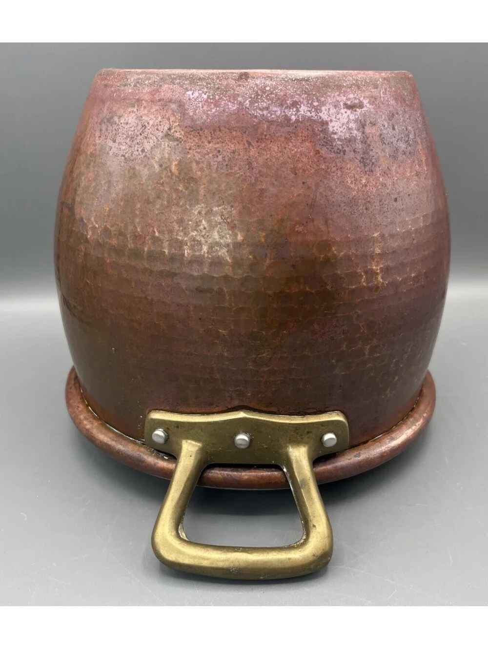 Ruffoni 4.75 Qt Hammered Copper Stockpot Italy Brass Acorn Lid Handles